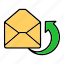 arrow, emails, envelop, letter, mail, messages, resend 