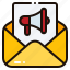 promote, megaphone, email, mail, envelope, message, letter 
