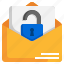 unlocked, email, unsecure, padlock, communications, mail 