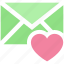 envelope, favorite, heart, letter, mail, message 