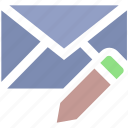 email, envelope, letter, message, pencil, writing