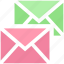 double, email, envelopes, letter, mail, messages 