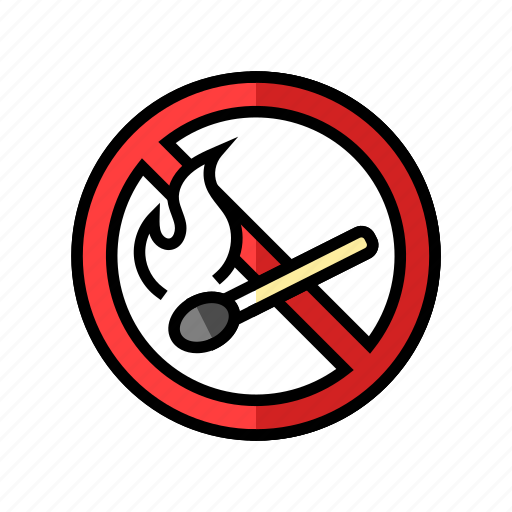 No, open, fire, lighted, match, emergency, color icon - Download on Iconfinder