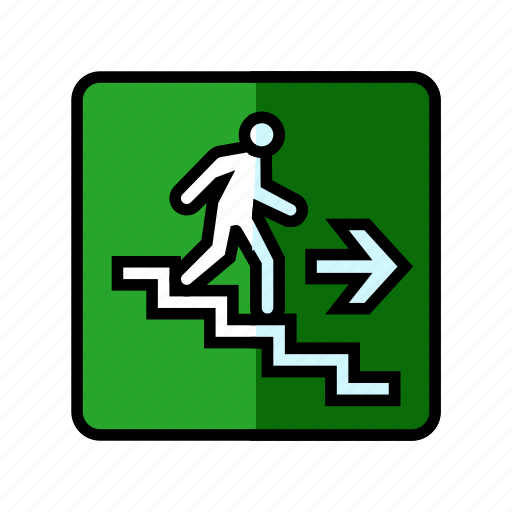 Staircase, down, evacuation, emergency, safety, security icon - Download on Iconfinder