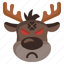 reindeer, angry, emoji, xmas, christmas, winter