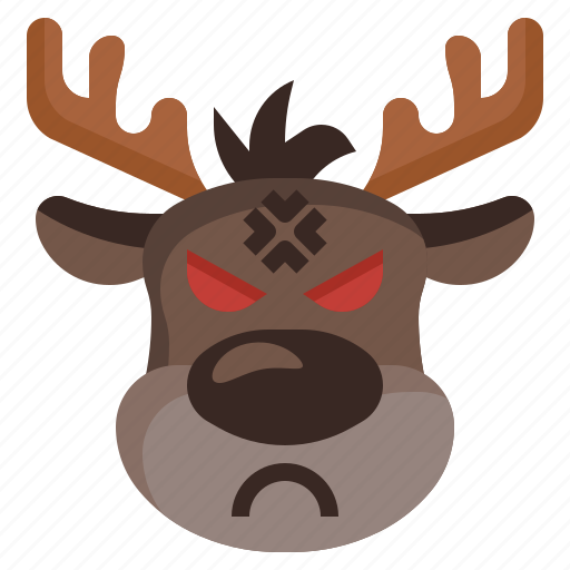 Reindeer, angry, emoji, xmas, christmas, winter icon - Download on Iconfinder