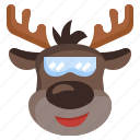 reindeer, cool, season, winter, emoji, christmas, xmas