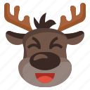 reindeer, laughing, deer, emoji, xmas, christmas, winter