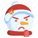 snowman, angry, snow, emoji, xmas, christmas, winter