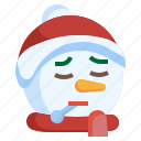 snowman, sick, face, emoji, xmas, snow, christmas