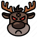 reindeer, angry, emoji, xmas, christmas, winter, new year