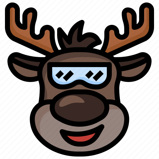 Reindeer, cool, season, winter, emoji, christmas, xmas icon - Download on Iconfinder
