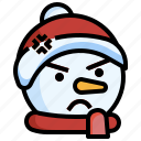 snowman, angry, snow, emoji, xmas, christmas, winter