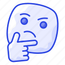 thinking, thoughtful, thought, emoji, emoticon, emotion, expression