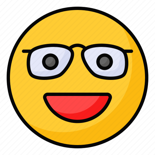 Nerd, ideogram, cynicism, emoji, emotion, expression, feeling icon - Download on Iconfinder