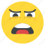 angry, emoji, emoticon, face, frustrated, smiley, stress 