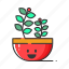 emoji, expression, flowers, natural, nature, plant, pot 