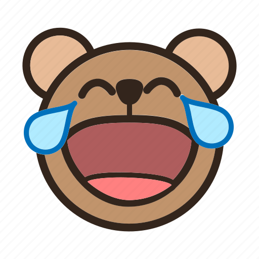 Bear, color, emoji, gomti, laughing, laughing with tear, tear icon - Download on Iconfinder