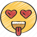 emoji, emoticon, heart, hearteyes, lust, tongue