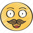 emoji, emoticon, happy, moustache, movember, smile