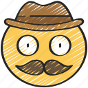 cowboy, emoji, emoticon, face, hat, moustache