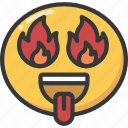 emoji, emoticon, eyes, fire, flame, hot