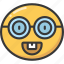 emoji, emoticon, glasses, happy, nerd, smile 