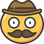 cowboy, emoji, emoticon, face, hat, moustache 