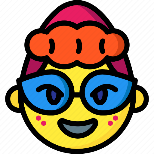 Emojis, emotion, girl, glasses, smiley icon - Download on Iconfinder