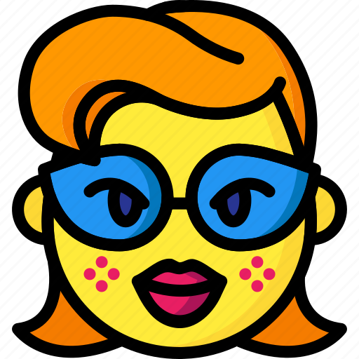 Emojis, emotion, girl, glasses, lips, smiley icon - Download on Iconfinder