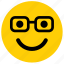 emoji, emoticon, face, glasses, nerd 