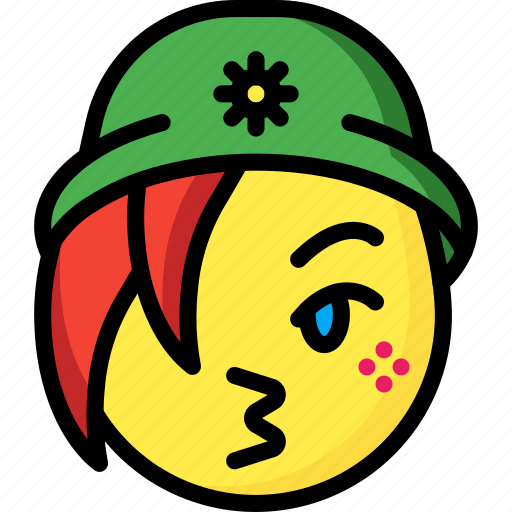 Beanie, emojis, emotion, face, girl, kiss, smiley icon - Download on Iconfinder