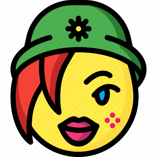Beanie, emojis, emotion, face, girl, lips, smiley icon - Download on Iconfinder