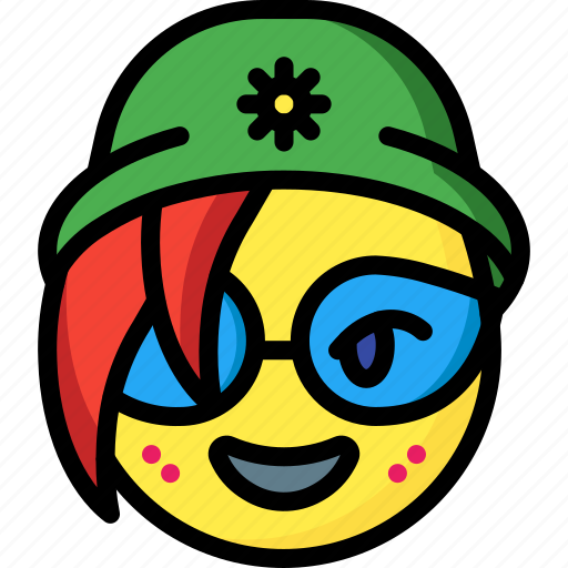 Beanie, emojis, emotion, face, girl, glasses, smiley icon - Download on Iconfinder