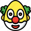 clown, emojis, emotion, face, smiley 