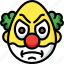 angry, clown, emojis, emotion, face, smiley 