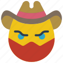 cowboy, criminal, emojis, highway, masked, robber