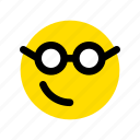 glasses, reading, smart, nerd, emoji, smiiley, emoticon