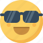 cool, emoticon, emotion, expression, face, smiley, sunglasses 