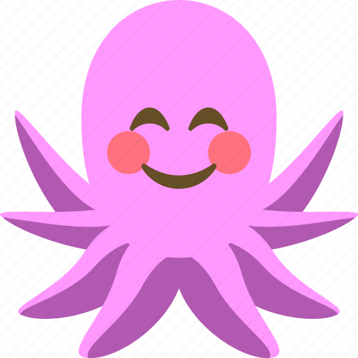 Emoticon, emotion, octopus, shy, character icon - Download on Iconfinder