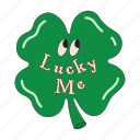 lucky me, clover, sticker, lucky, fortune, encourage, emotional support, word, typography