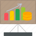 presentation, arrow, profits, report, chart, growth, finance, financial, icon