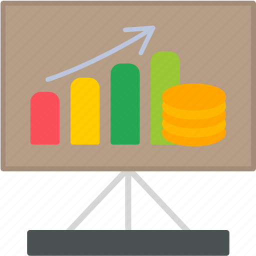 Presentation, arrow, profits, report, chart, growth, finance icon - Download on Iconfinder