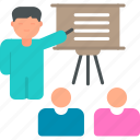 training, conference, introduction, presentation, seminar, show, speaker, icon