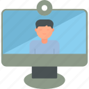 video, call, conference, interview, job, online, people, icon