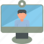 video, call, conference, interview, job, online, people, icon 