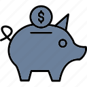 piggy, bank, coin, deposit, money, save, icon