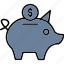 piggy, bank, coin, deposit, money, save, icon 