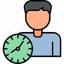 time, management, clock, history, male, schedule, user, icon