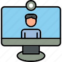video, call, conference, interview, job, online, people, icon